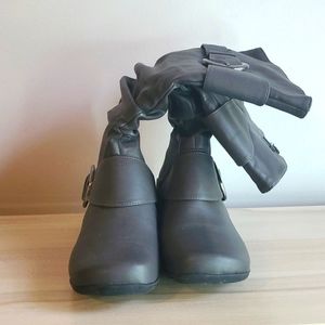 Grey Mid Calf Boots